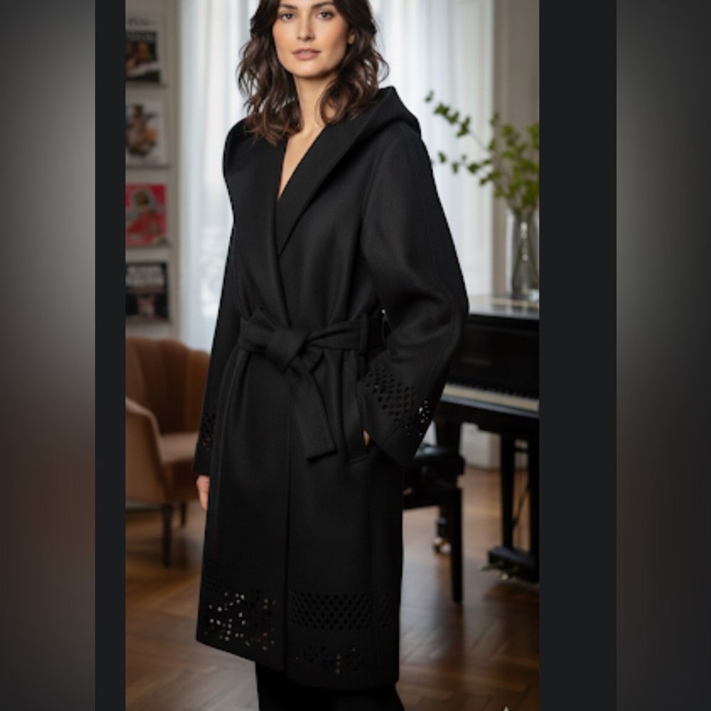 NWT Jean Paul Gaultier Archival Laser-Cut Hooded Wrap Coat Dark Academia Luxury